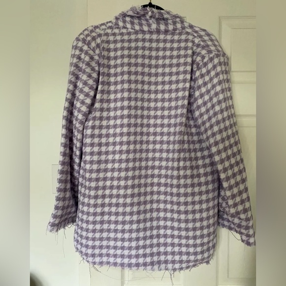 DOGTOOTH WOVEN DOUBLE BREASTED BOXY BLAZER - Picture 3 of 3